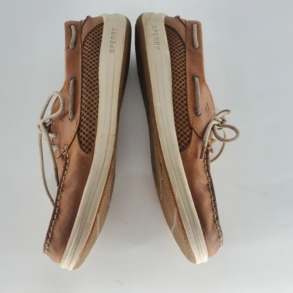 Sperry tan leather slip on driver boat shoe men's size 13